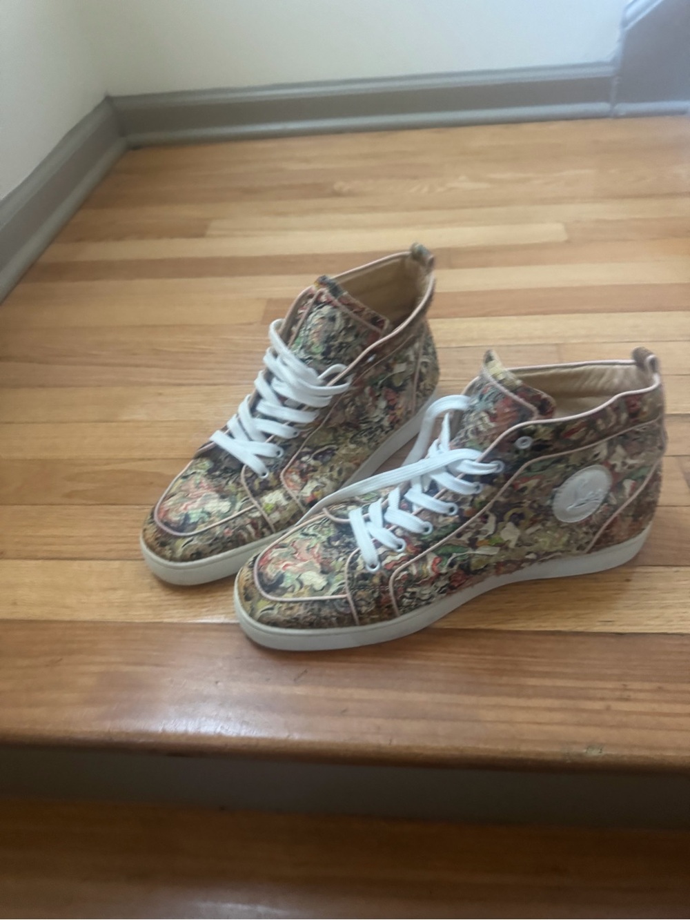 Christian Louboutin Multicolor Floral High-Top Sneakers with White Laces
